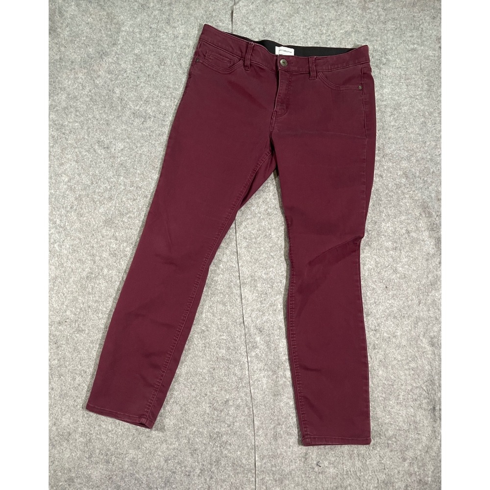 Liz Claiborne Womens Burgundy Slim Leg Pants Size 12 Wine Red Stretch Trousers
